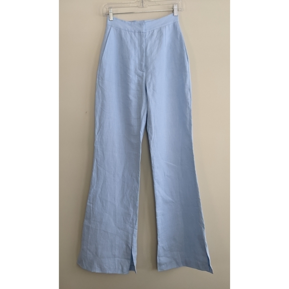 SABLYN Charlee Linen High Waist Pants in Azure Blue Size XS